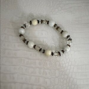 Elegant White and Brown Beaded Bracelet